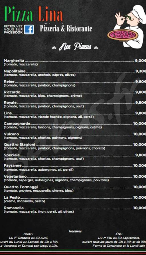 Pizza Lina Lyon (69008) Menu & Prix Pizza Lina Bakus.fr