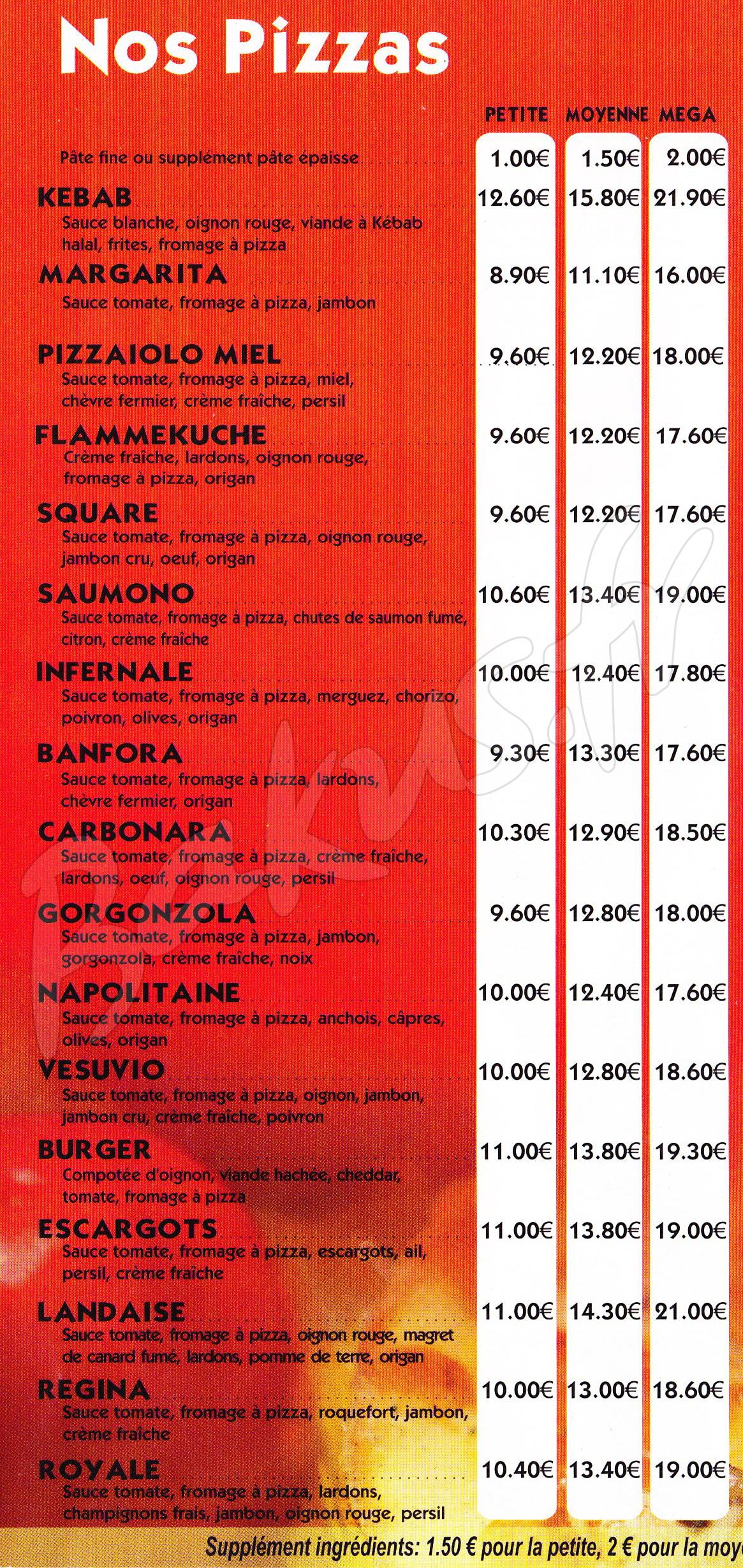 Pizza Du Square Chauvigny 86300 Menu Prix Pizza Du Square Bakus Fr